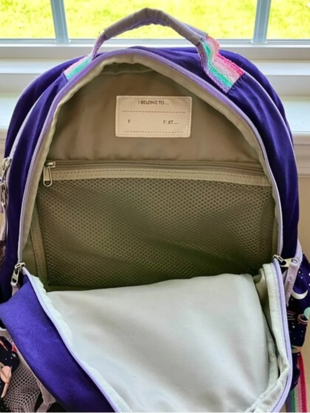 Pottery Barn Kids -Space Print Purple Large Backpack & Lunchbox Set